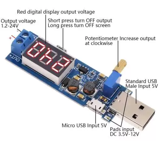 DC-DC USB Step Up & Step Down Adjustable Converter Module - Image 4