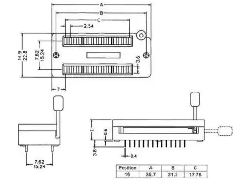 Universal ZIF Socket 16 Pins - Image 4