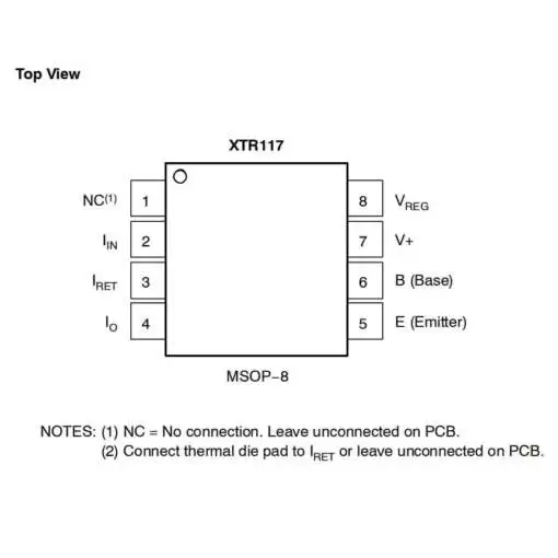 XTR117AIDGKR Current Amplifier VSSOP-8 SMD - Image 2