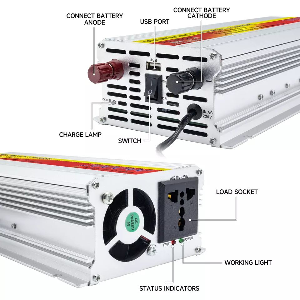 Power Inverter & Charger SUA-2000C 850W 12VDC To 220VAC & USB 5V - Image 3