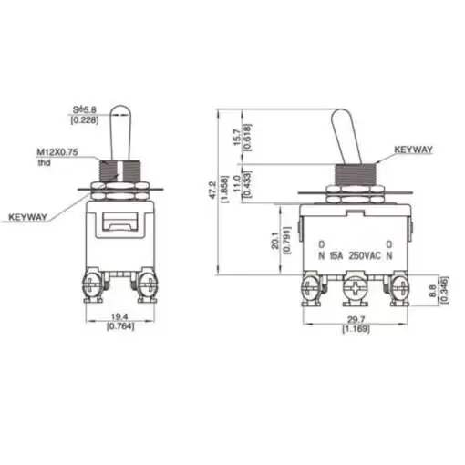 Toggle Switch 6 Pins 15A E-TEN1322 (ON/OFF/ON) - Image 5