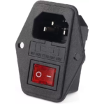 Panel Mount AC Power Male Socket With Fuse Holder And ON/OFF Red Light Switch 250VAC 10A 3Pin (Version 2)