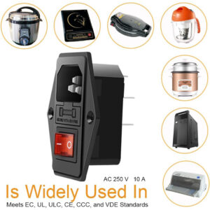 AC Power Plug Female With Fuse Compartment And ON/OFF Switch 250VAC 10A (Version 2) - Image 4