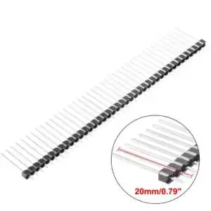 Pin Headers Male 2.54mm : 40-Pin, Straight, Black, 20mm - Image 2