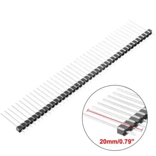Pin Headers Male 2.54mm : 40-Pin, Straight, Black, 20mm - Image 2