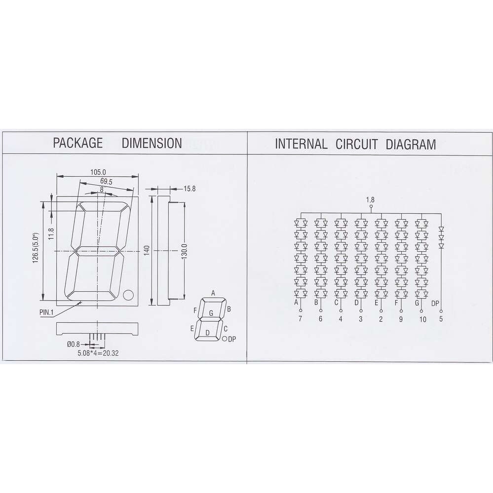 50011BH Single Digit 7 Segment Red Led Display 5 inch Common Anode - Image 5