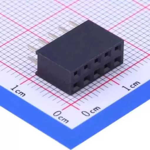 Pin Headers Female 2.54mm : 2X5Pin, Straight, Black, 11mm