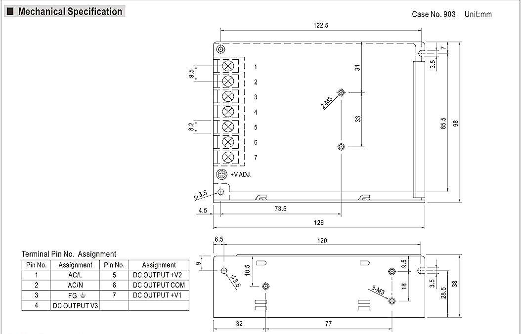 MEAN WELL Power Supply NET-50C (+5V-4A,+15V-1.5A & -15V-0.5A) Output - Image 2