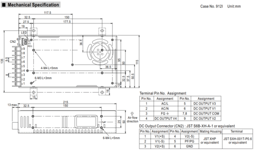 MEAN WELL Power Supply QP-320D (+5V-20A,+12V-10A,+24V-3A & -12V-2A) Output - Image 3