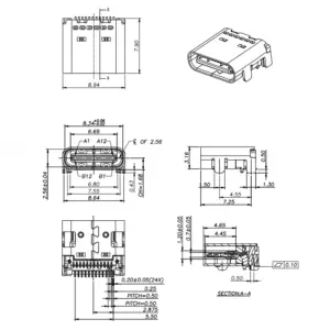 SMD USB 3.1 Female Connectors Type-C 24 Pin - Image 5