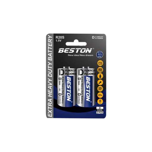 BESTON Extra Heavy Duty Battery Size-D (R20S) 1.5V (2 Pcs) Cart