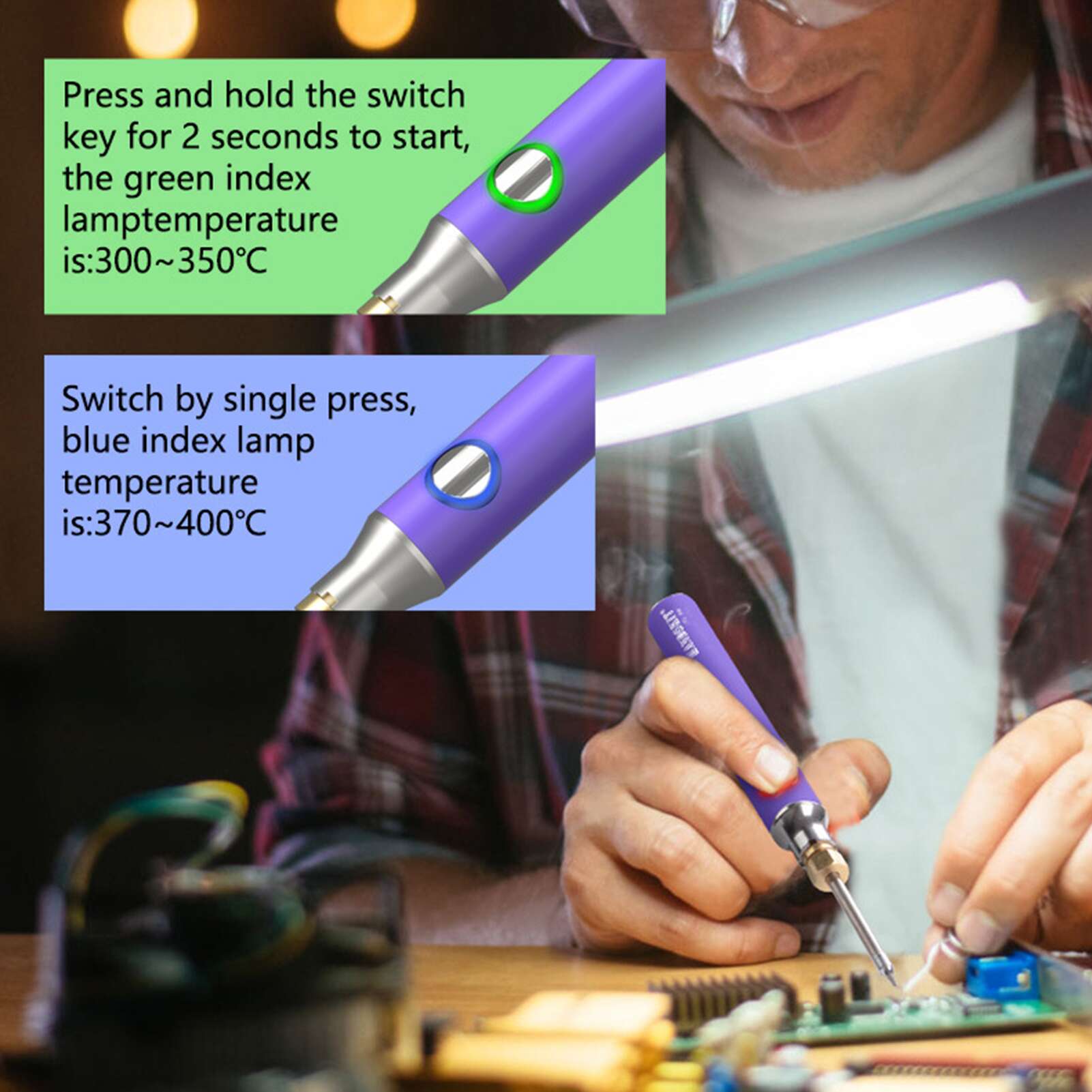 thumbnail image 2 of USB Electric Soldering Iron Tip Pen 5V 8W Mini Portable Solder Touch Switch Ergonomic Handle Rapid 2 of 14