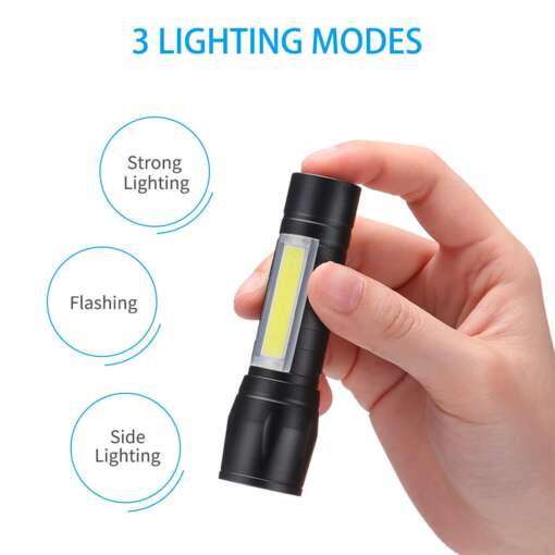 Mini LED Flashlight Rechargeable 3 Modes With Side COB Lamp - Image 4