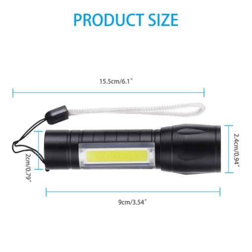 Mini LED Flashlight Rechargeable 3 Modes With Side COB Lamp - Image 7