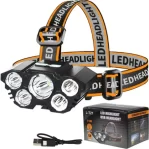 USB Rechargeable Headlamp Flashlight LED 4 Mode 5 LED L-T21