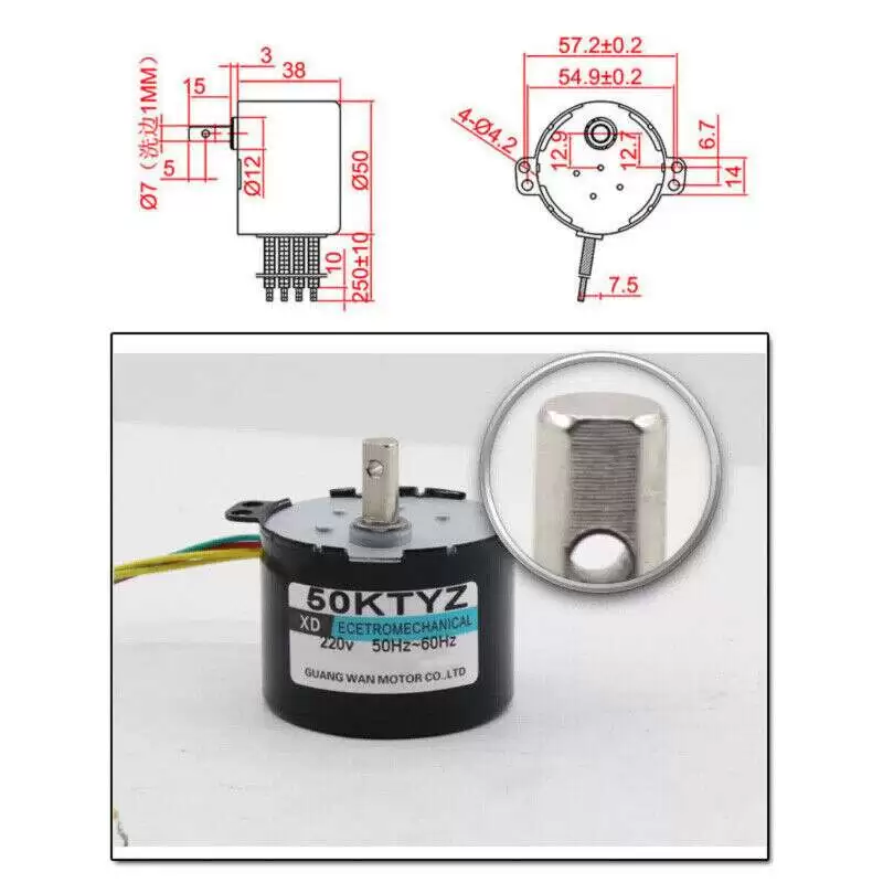 AC Synchronous Motor 220V 10RPM 8kg.cm XD50KTYZ-B - Image 6