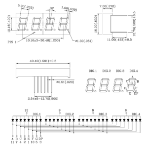 Four Digit 7 Segment Yellow Led Display 0.4 inch 4N4H Common Anode - Image 3