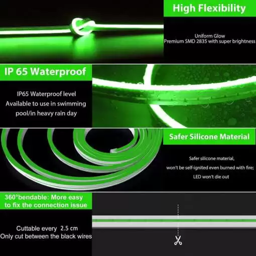 Neon Flexible LED Strip Light 5M (Green) 12VDC - Image 7