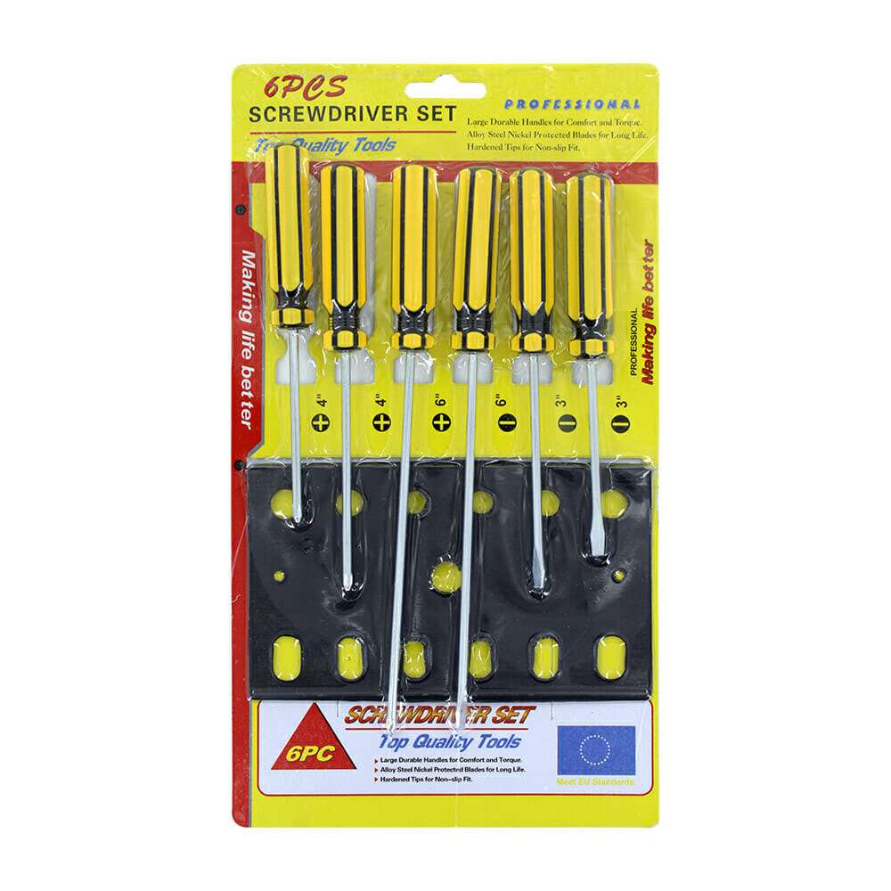 Slotted and Crosshead Screwdrivers Set 6 PCS with Storage Rack