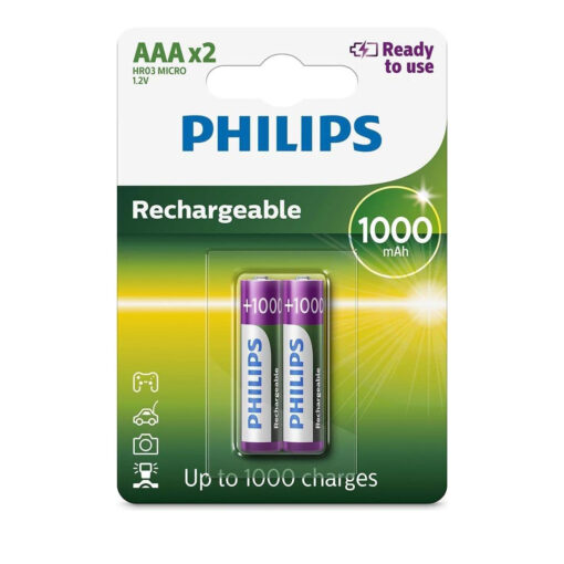 PHILIPS Rechargeable Battery AAA 1.2V 1000mAh (2 Pcs)