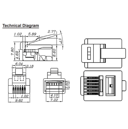 Rj11 6P4C Modular Plug for Telephone Cable (5 Pcs) - Image 6