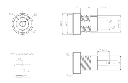 DC-022B DC Power Connector Female Socket 2 Pin 5.5x2.1mm - Image 4