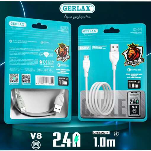 GERLAX Micro USB TO USB Data Cable 1M D3V 2.4A