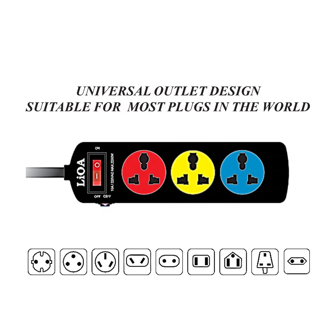 LiOA Universal Expansion Outlet with Switch - 3 Outlets - 2200W (220VAC)/10A - 3DND3.2.10 - Image 2