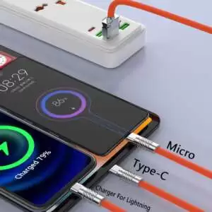 Fast Charging Data Cable 3 IN 1 (Lightning, Type-C & Micro USB) 6A 120W - Image 5