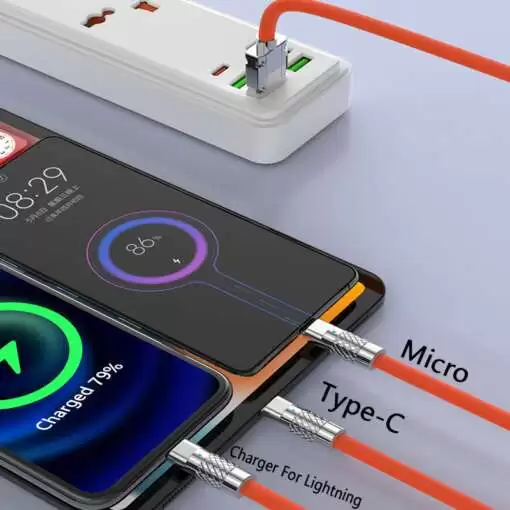 Fast Charging Data Cable 3 IN 1 (Lightning, Type-C & Micro USB) 6A 120W - Image 5
