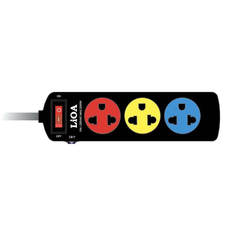 LiOA Common Expansion Outlet with Switch - 3 Outlets - 2200W (220VAC)/10A - 3SND3.2.10