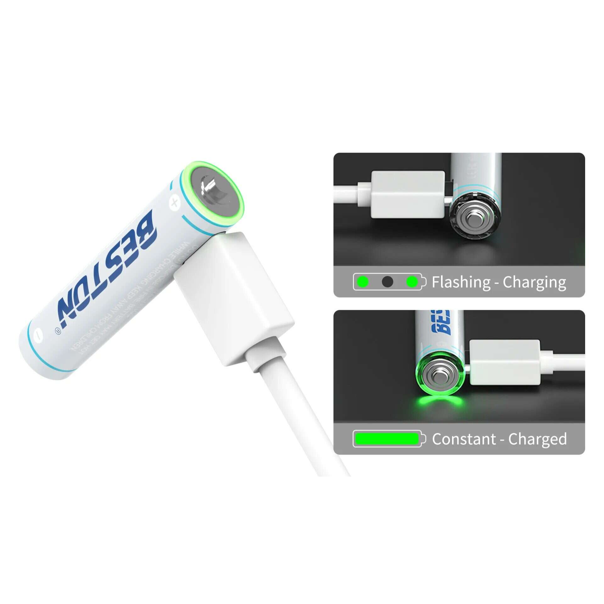 BESTON USB Rechargeable Lithium Battery 3AC-18 1.5V AAA 400mAh (2 Pcs) - Image 6