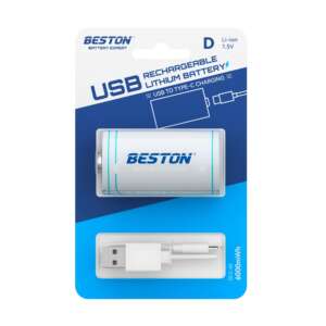 Type-C Rechargeable D Lithium Battery 1.5V 4000mAh