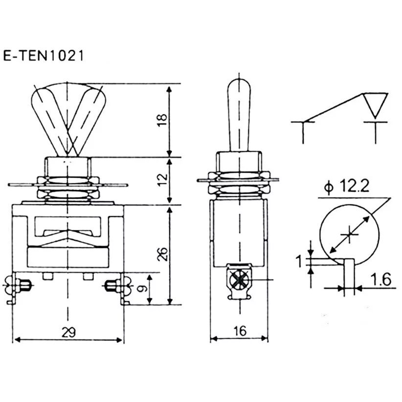 Toggle Switch 2 Pins 15A E-TEN1021 ON/OFF - Image 5