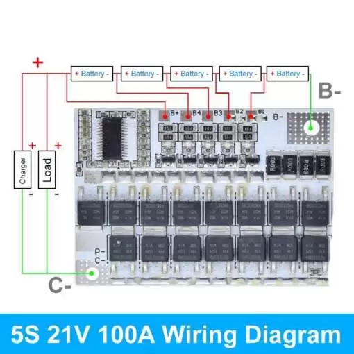 Lithium Battery Charger Protection Module (BMS) 5S 100A 21V - Image 2