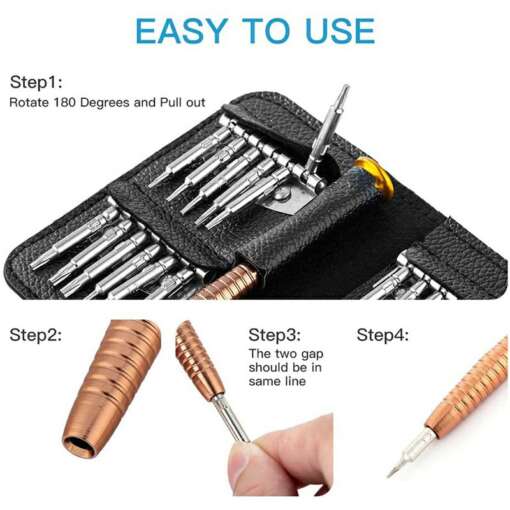 Precision Screwdriver Set 25 in 1 with Leather Case - Image 2