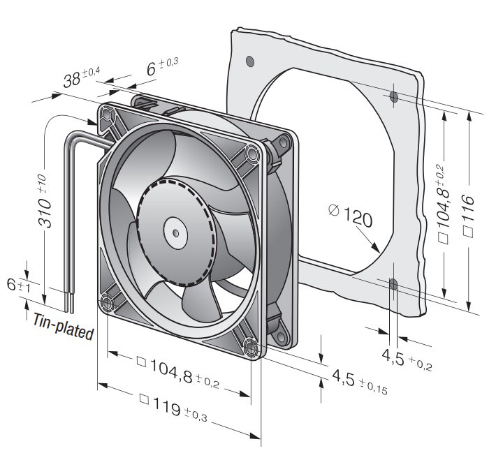 ebmpapst DV4112 DC Fan 12V 21W (12x12)cm - Image 4