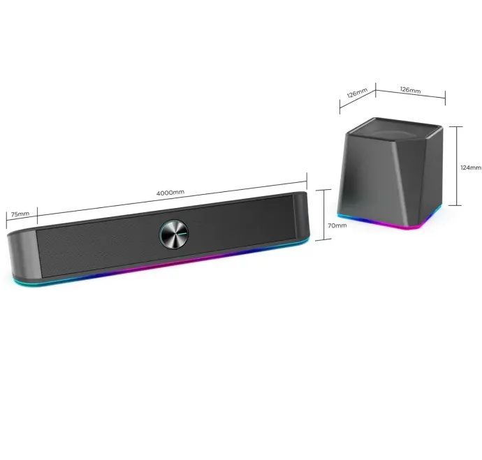 HP DHE-6003S HIFI RGB Stereo Soundbar Speaker Wired 10W for TV , PC , Home Theatre | Black - Image 8