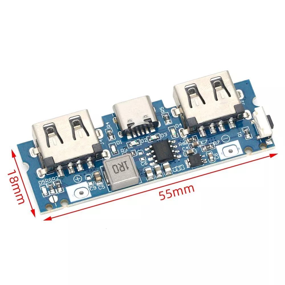 Dual USB 5V 2.4A Micro/Type-C USB Power Bank 18650 Charging Module with IP5407 IC - Image 5