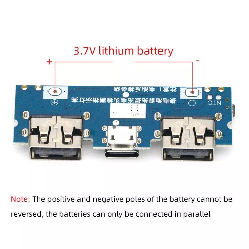 Dual USB 5V 2.4A Micro/Type-C USB Power Bank 18650 Charging Module with IP5407 IC - Image 6