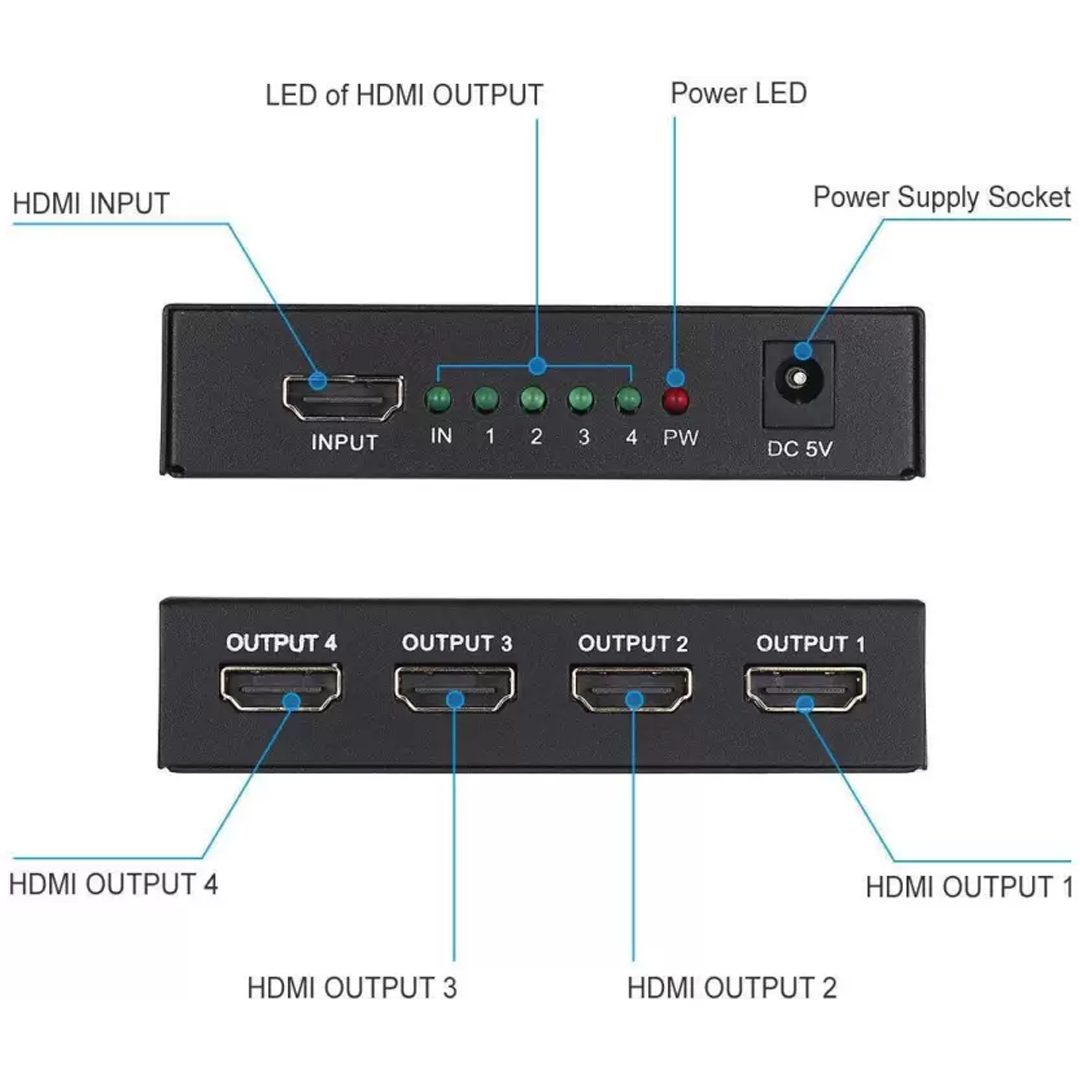 HDMI Splitter 1080P 1 in 4 out V1.4 - Image 4