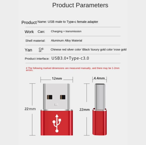 USB 3.0 Male to Type-C Female Adapter Converter - Image 3