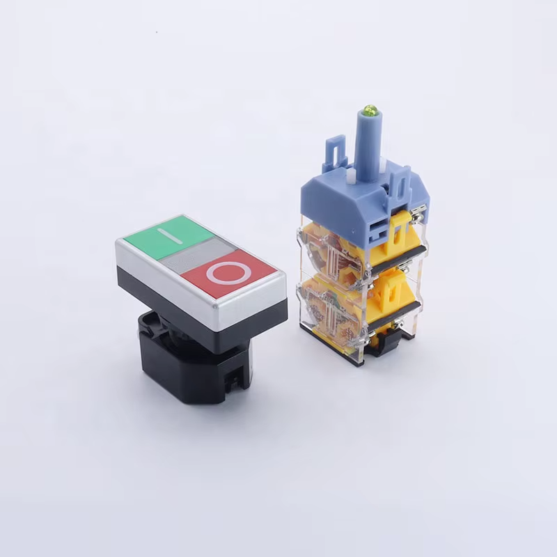 ON-OFF Double Push-Button Momentary Switch 22mm PLA38 with LED Light
