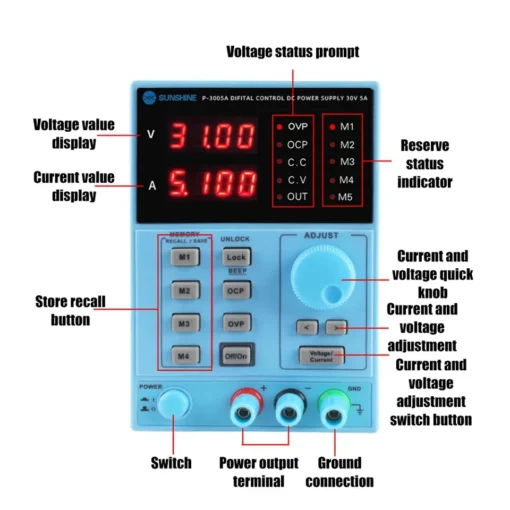 SUNSHINE Programmable DC Power Supply P-3005A 30V 5A - Image 2