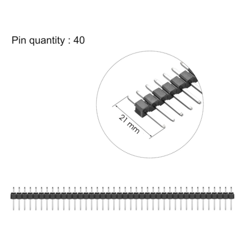 Pin Headers Male 2.54mm : 40 Pin, Straight, Black, 21mm - Image 3