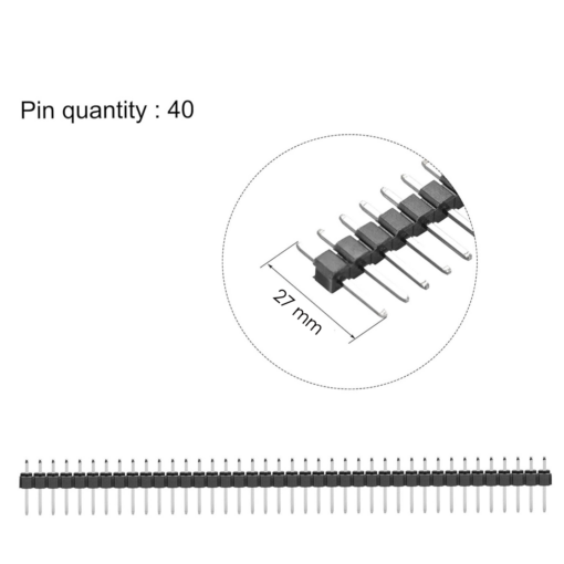 Pin Headers Male 2.54mm : 40 Pin, Straight, Black, 27mm - Image 3