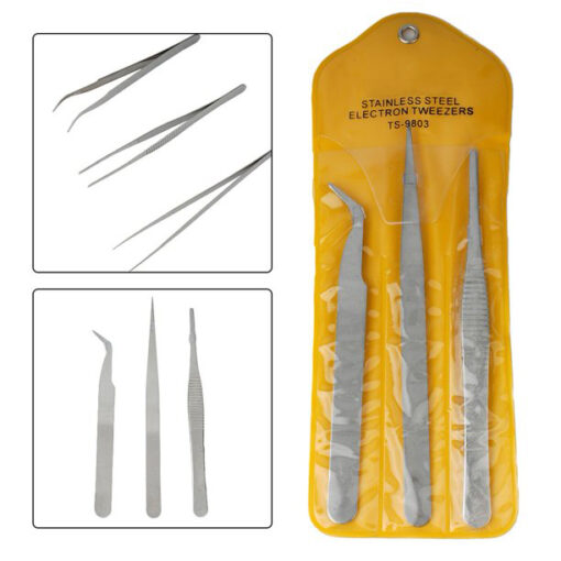 Stainless Steel Tweezers Set TS-9803 (3 PCS) - Image 5