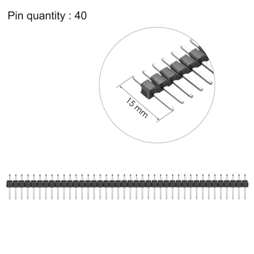 Pin Headers Male 2.54mm : 40 Pin, Straight, Black,15mm - Image 3