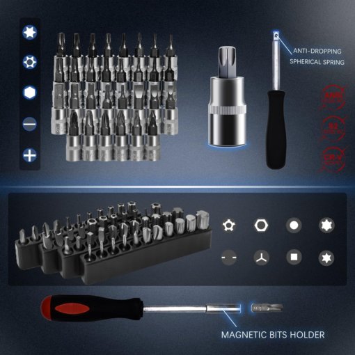 Professional Repair Tool Set 216 Pieces Cr-V (1/2" 1/4" 3/8") Ratchet Wrench Socket Carry Case - Image 9