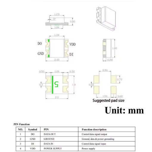 WS2812 SMD Addressable RGB LED 0807 - Image 3